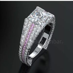 New Women 925 Silver White Sapphire Wedding Ring